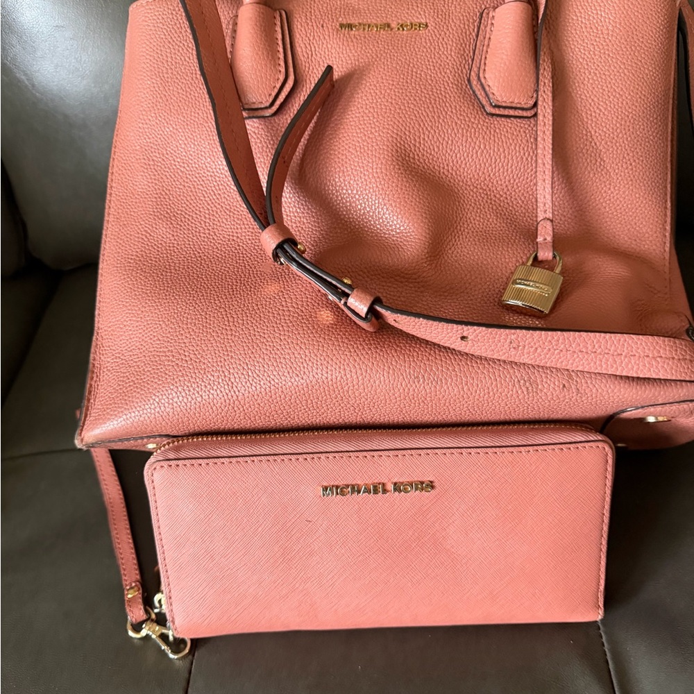 Michael Kors Pink Satchel and Wallet Set